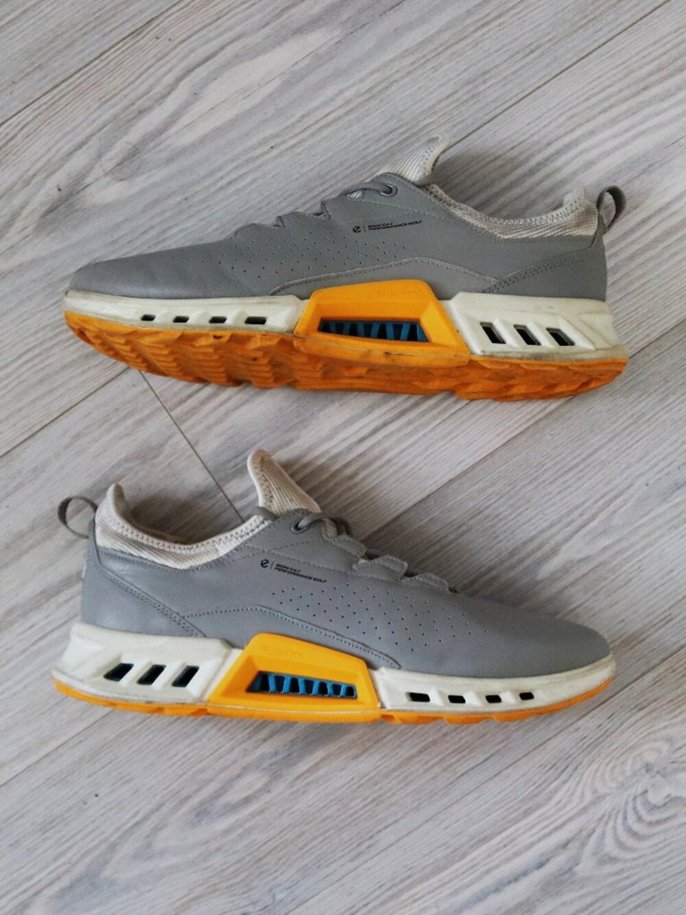 ECCO Biom C4 Gore-Tex GTX Golf Shoes Gray Yellow Men's Size 8 - 8.5 EU 42